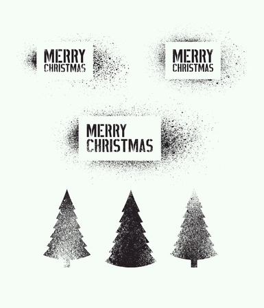 Vector Set of typographic vintage grunge stencil splash style Christmas elements.のイラスト素材