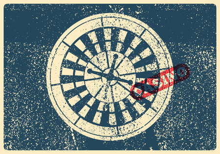 Casino typographical vintage grunge style poster with roulette wheel. Retro vector illustration.のイラスト素材