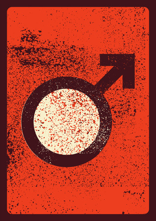 Male gender sign. Typographic vintage grunge style poster. Retro vector illustration.のイラスト素材