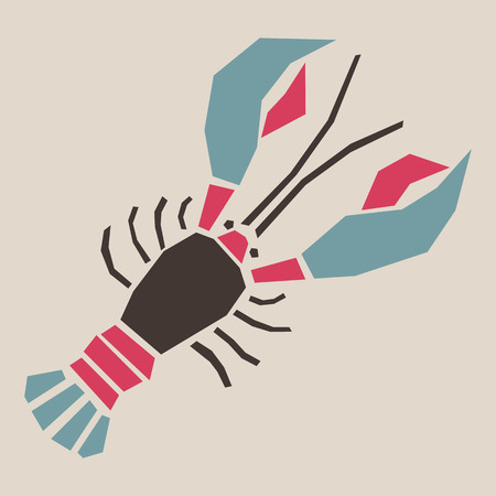 Cartoon crayfish in applique style. Retro vector illustration.のイラスト素材