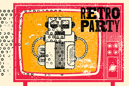 Retro party typographic poster Vector illustration.のイラスト素材