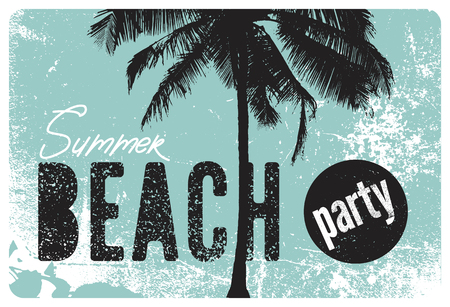 Summer Beach Party typographic grunge vintage poster design. Retro vector illustration.のイラスト素材