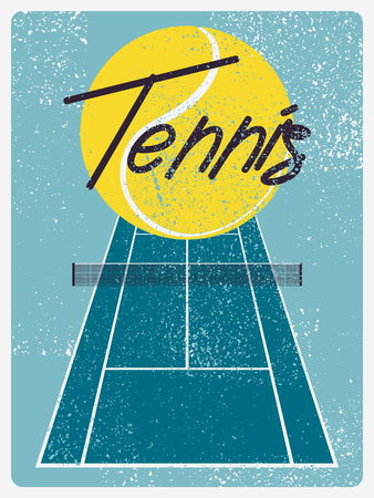 Tennis typographical vintage grunge style poster. Retro vector illustration.のイラスト素材