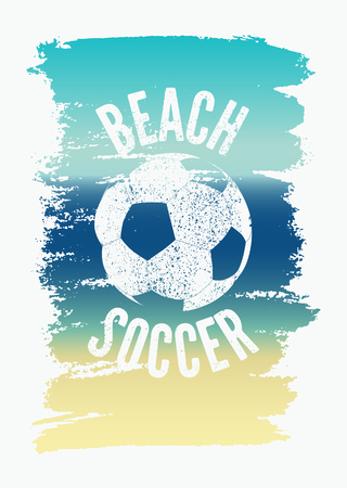 Beach Soccer Typographical Vintage Grunge Style Poster. Retro vector illustration.のイラスト素材