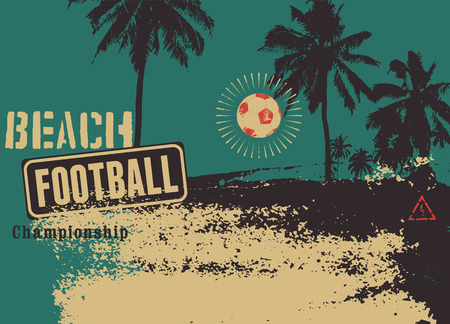 Beach Football typographical vintage grunge style poster. Retro vector illustration.のイラスト素材