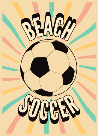 Beach Soccer vintage style poster. Retro vector illustration.のイラスト素材