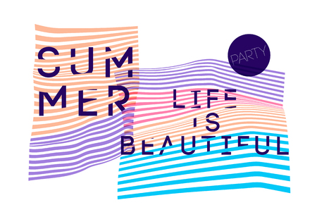 Summer Party "Life is beautiful" typographic poster design. Vector illustration.のイラスト素材