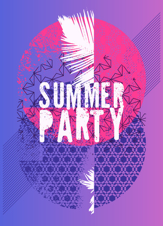 Summer Party typographic vintage grunge poster design. Retro vector illustration.のイラスト素材