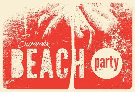 Summer Beach Party typographic grunge vintage poster design. Retro vector illustration.のイラスト素材