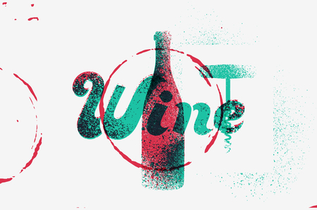 Wine typographical vintage grunge stencil splash style poster design. Retro vector illustration.のイラスト素材