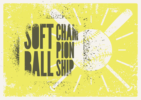 Softball Championship typographical vintage grunge style poster. Retro vector illustration.のイラスト素材