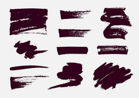 Monochrome abstract vector grunge textures. Set of hand drawn paint brush strokes and stains.のイラスト素材