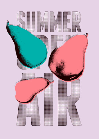 Summer open air festival typographical vintage grunge pop-art style poster design. Retro vector illustration.のイラスト素材