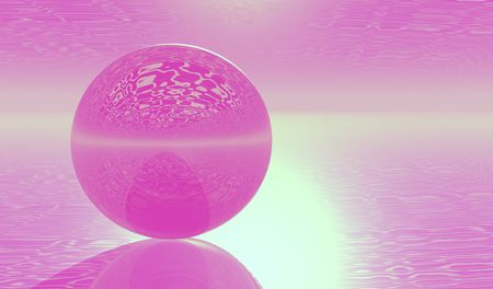 Violet Glass Sphere on clouds  planeの写真素材