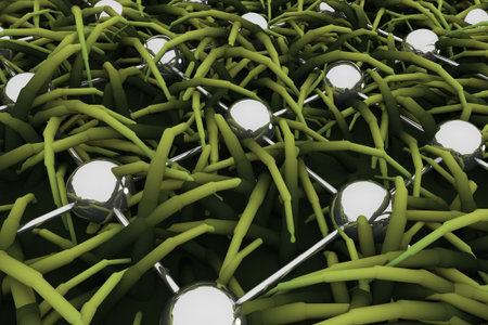 Abstract concept of social global network inside the grass