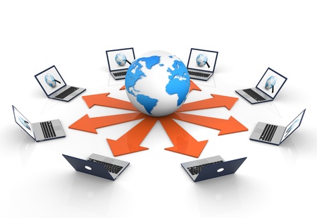 Laptop Connected To The World Wide Webの写真素材