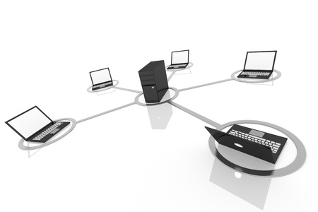 3D image of laptop network connected to server
の写真素材