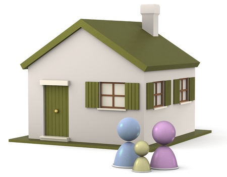 Composition with 3D Family with house. の写真素材