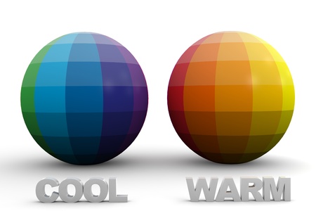 Didactic Color Scheme: Cool & Warm Colors in 3D Sphereの写真素材