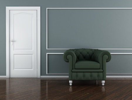 Classic interior (3D render) -  The Green Armchairの写真素材