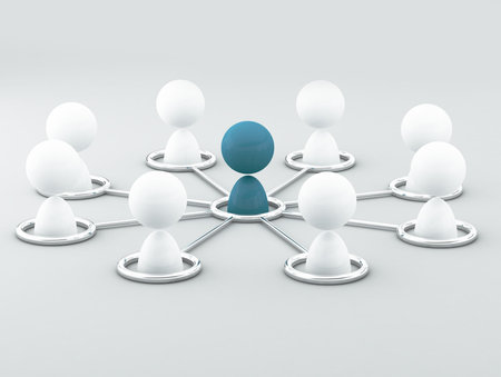 3d image of virtual men on network connectionの写真素材