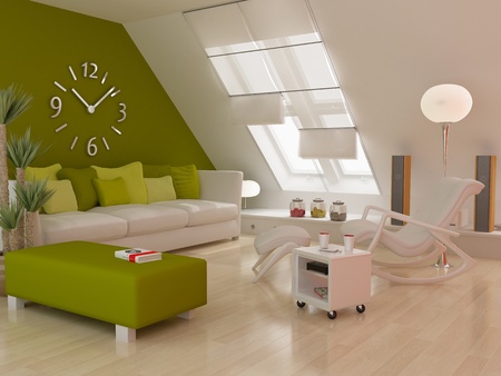 Modern interior (3D Render) - Living Roomの写真素材