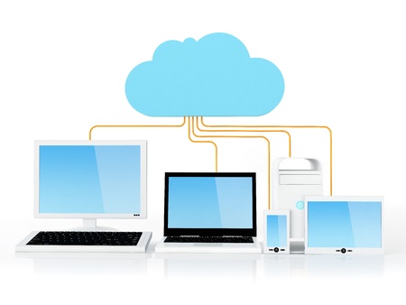 Home Electronic Devices connected to cloud server.Note: All Devices design and all screen interface graphics in this series are designed by the contributor him self.の写真素材