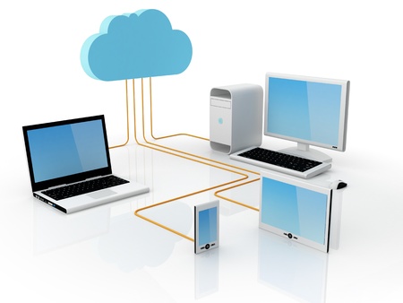 Home Electronic Devices connected to cloud server.Note: All Devices design and all screen interface graphics in this series are designed by the contributor him self.の写真素材