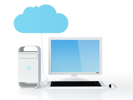 Desktop pc connected to cloud serverNote: All Devices design and all screen interface graphics in this series are designed by the contributor him self.の写真素材