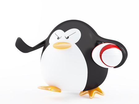 Fat rugby player penguin - 3D renderの写真素材