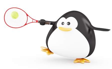 Fat tennis player penguin  - 3D renderの写真素材