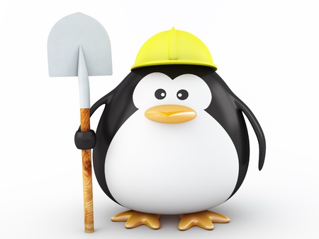 Fat Worker Penguin with tool- 3D Renderの写真素材