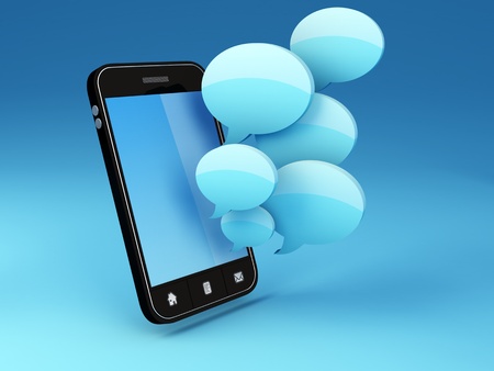 smartphone with speech bubbles の写真素材