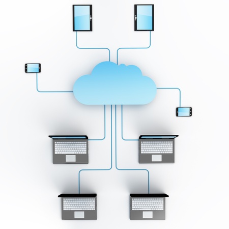 Home Electronic Devices connected to cloud server.の写真素材