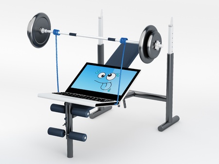 powerful muscular laptop lifting weights - 3D render
Note: All Devices design and all screen interface graphics in this series are designed by the contributor him self.の写真素材