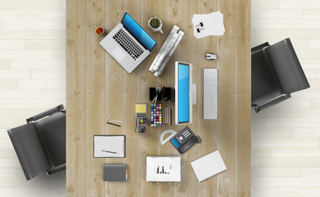 Coworking space concept - Design of modern workspace. 3D Renderの写真素材