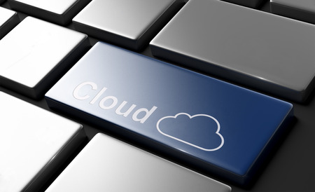 Cloud computing concept on computer keyboard. 3D Renderの写真素材