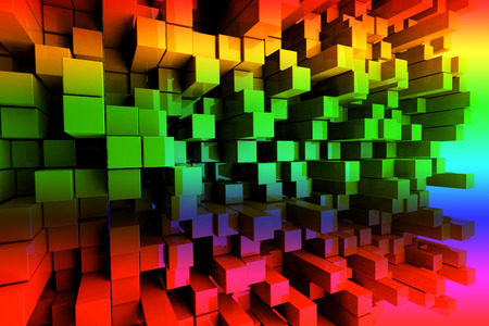 3D Colorful Blocks Abstract Backgroundの写真素材