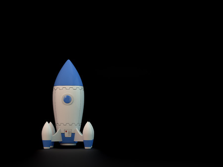 Startup concept - Rocket on black background with copy-space.の写真素材