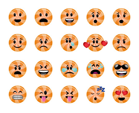 Set of lollipop icons in different emotions and moods.の写真素材
