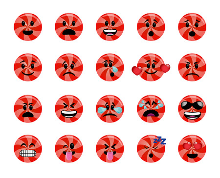 Set of lollipop icons in different emotions and moods.の写真素材