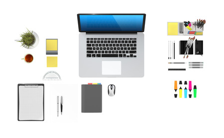 Home based business set isolated on white background. -  3D Renderの写真素材