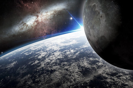Illustration of the planet earth and its moon - 3D Render 