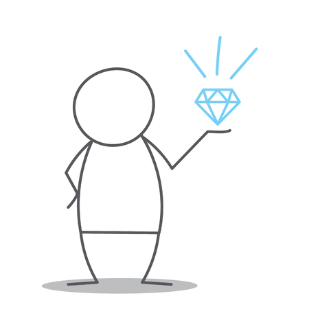 Doodle man with big diamond.の写真素材