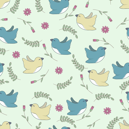 Cute Birds Seamless Patternのイラスト素材