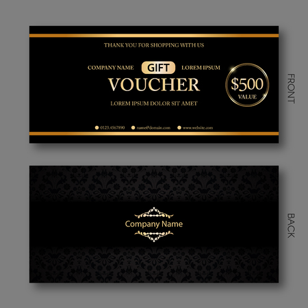 Elegant Gift Voucher Template With Damask Pattern.のイラスト素材