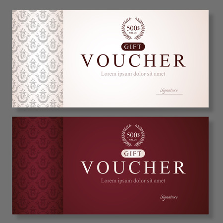 Elegant Gift Voucher Template With Damask Pattern.のイラスト素材
