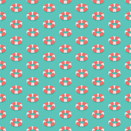 Isometric Lifebuoy Seamless Pattern.