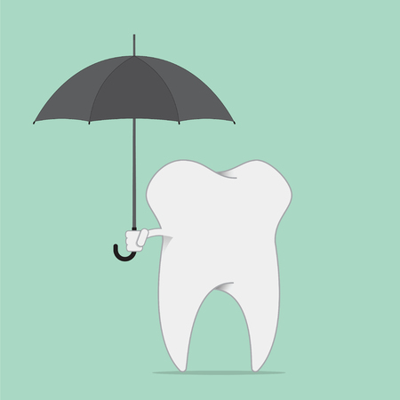 Tooth with umbrellaのイラスト素材