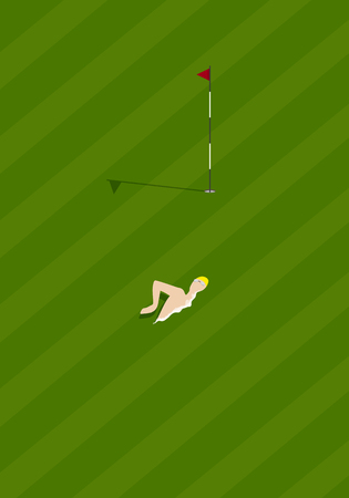 Professional man swimmer inside golf course.のイラスト素材